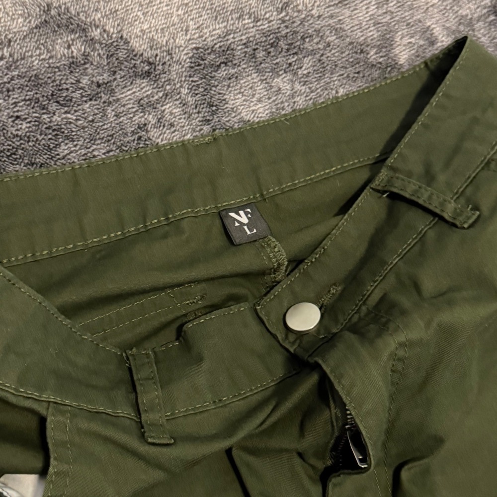 NVFelix TY925 Women Olive Green Cargo Pants Multi Pocket Tie Cuff Size L - Picture 2 of 8
